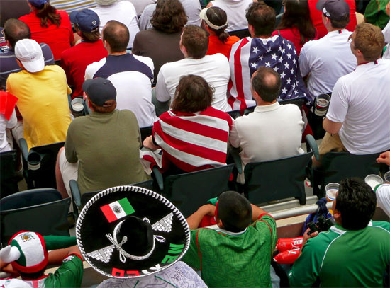 Mexico and U.S. fans at the 2007 Gold Cup Final in Chicago Mexico and U.S. fans at the 2007 Gold Cup Final in Chicago