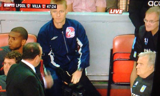 Rafa Benitez and the fourth official The fourth official considers Rafa's point