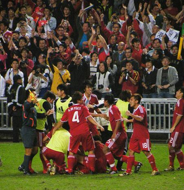 Hong Kong's players celebrate. Image courtesy of YUKEI813 on Flickr. Hong Kong's players celebrate. Image courtesy of YUKEI813 on Flickr.